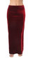 USA Made Ooh la la Special Occasion Stretch Velvet Long Maxi Skirt with Flared Back - Wine