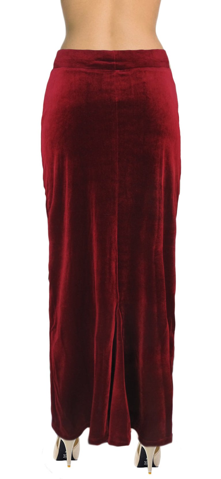 USA Made Ooh la la Special Occasion Stretch Velvet Long Maxi Skirt with Flared Back