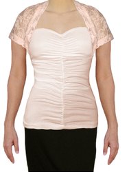 USA Made Ooh la la Stretch Lace Cropped Short Sleeve Shrug Jacket