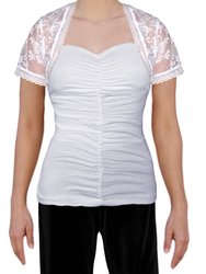 USA Made Ooh la la Stretch Lace Cropped Short Sleeve Shrug Jacket