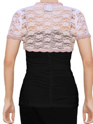 USA Made Ooh la la Stretch Lace Cropped Short Sleeve Shrug Jacket