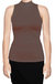 USA Made Ooh La La Women Knit Sleeveless Mock Turtleneck Top Blouse with Cut in Shoulders