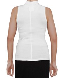 USA Made Ooh La La Women Knit Sleeveless Mock Turtleneck Top Blouse with Cut in Shoulders