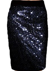 Usa Made Ooh La La Womens Fully Lined Sequin Pencil Skirt W Soft Stretch Waistband