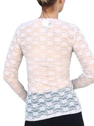 Usa Made Ooh La La Womens Plus Size Long Sleeve Stretch Lace T Shirt Blouse Top