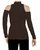 Women's Long Sleeve Open Shoulder Mock Turtleneck Fitted Top