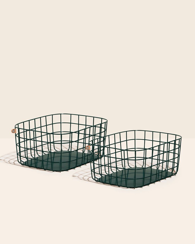 Large Baskets - Set of 2 - Dark Green