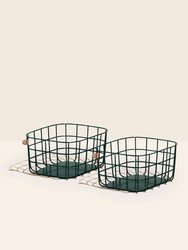 Medium Wire Baskets - Set of 2 - Dark Green