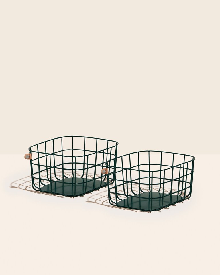 Medium Wire Baskets - Set of 2 - Dark Green