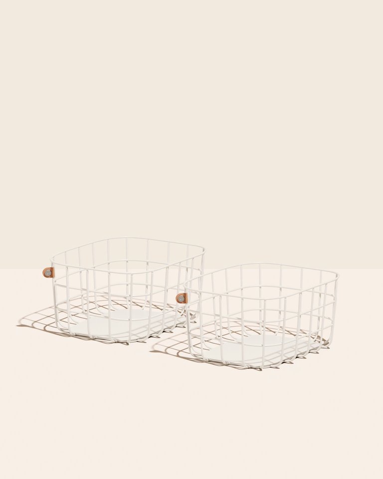 Medium Wire Baskets - Set of 2 - Cream