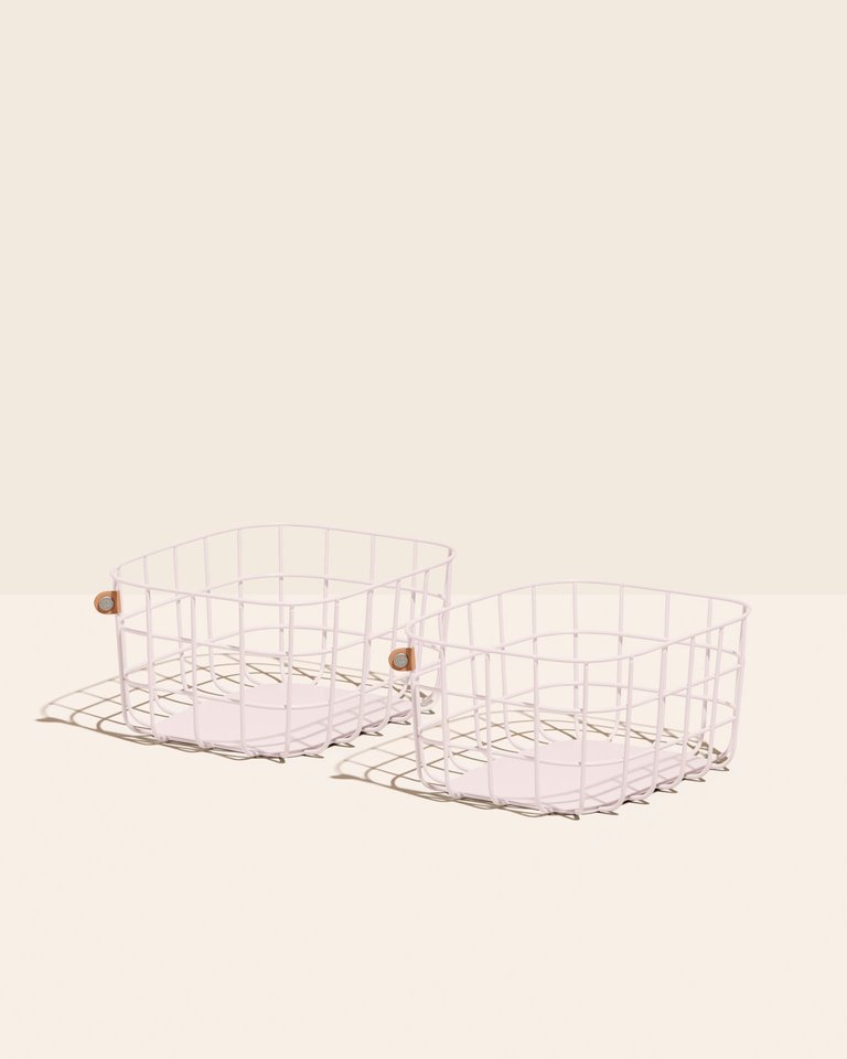 Medium Wire Baskets - Set of 2 - Light Pink