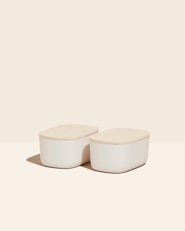 Small Storage Bins - Set Of 2 - Cream