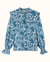 Beth Green And Navy Dianthus Block Print Blouse