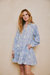 Chloe Dress Blue Dianthus Block Print