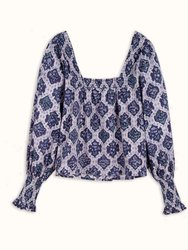 Frankie Navy Block Print Blouse