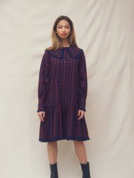 Gracie Dress Burgundy Check - Burgundy