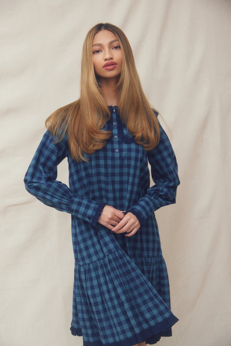 Gracie Dress Teal Check