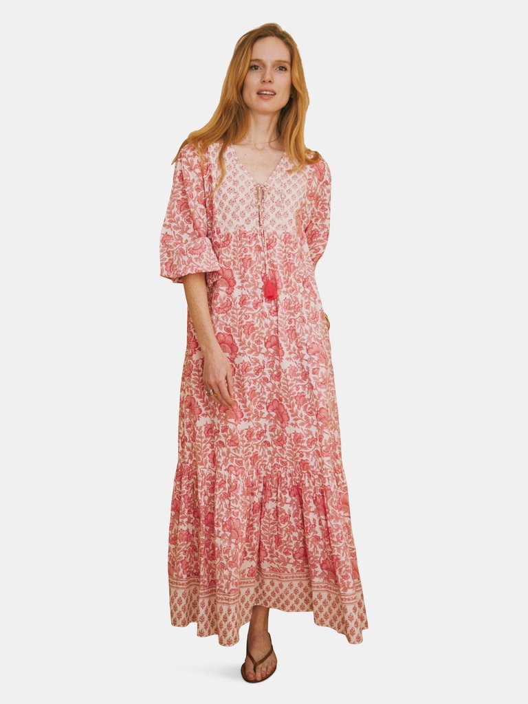 Molly Dress Pink Mixed Floral Block Print - Pink