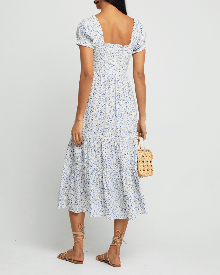 Square Neck Smocked Maxi Dress - Cornflower