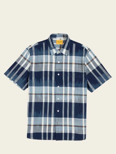 Original Madras N.114 Lax Short Sleeve Shirt - Blue Ikat Check product