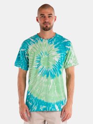 Portland Tie Dye Spiral Short Sleeve Tee - Electric Blue/Cool Green