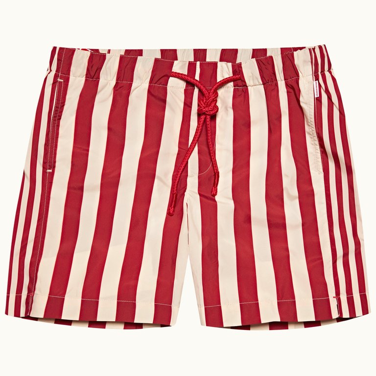 Bulldog Drawcord Mix Stripe Swim Shorts - Vermillion