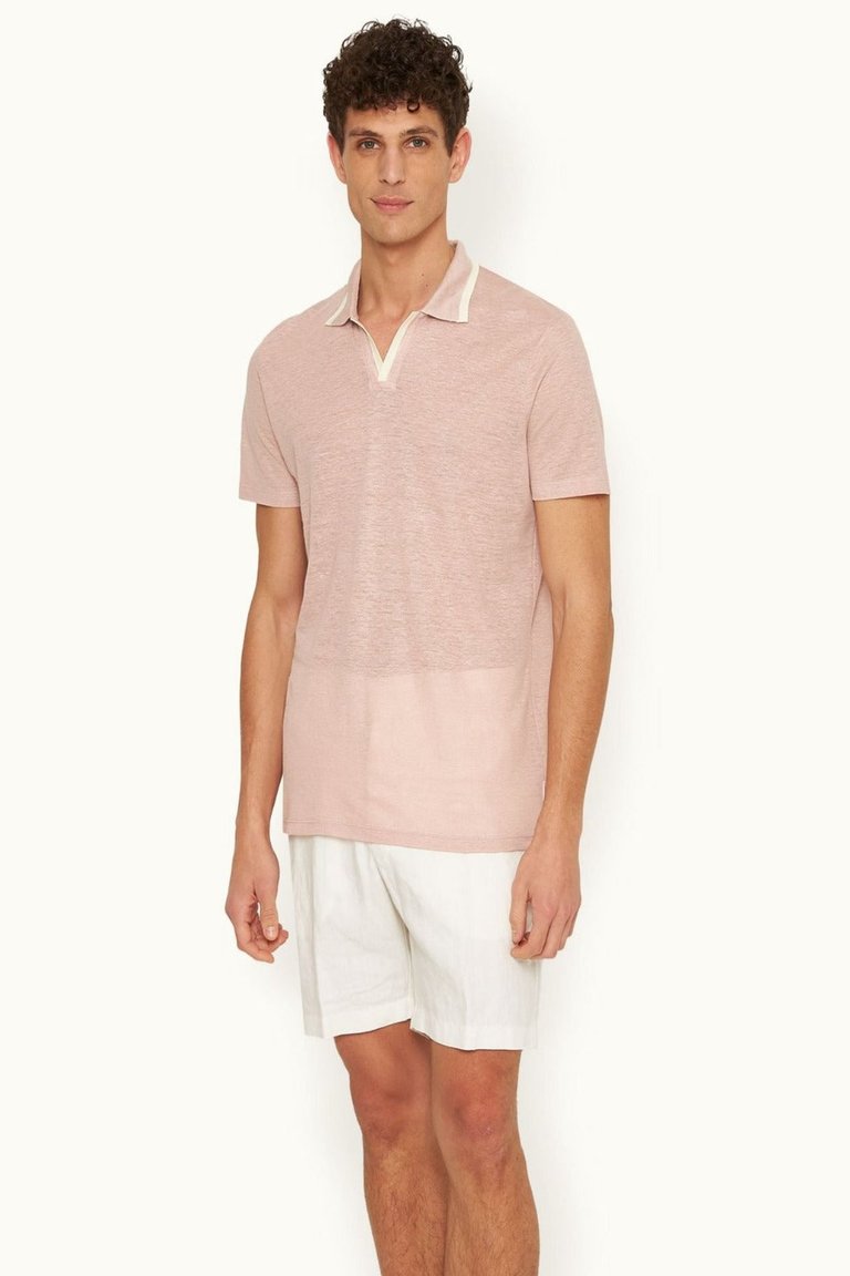 Felix Linen Pique Polo Shirt - Seashell Pink