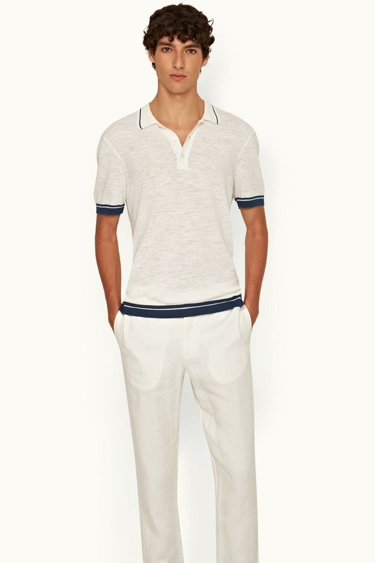 Maranon Cotton Linen Polo Shirt - White Sand