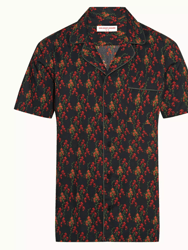 Marne Aquila Print Capri Collar Short-Sleeve Shirt