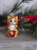 Christmas Mini Cat Ornament - Furry Orange Kitten with Scarf Holiday Tree Hanging Decoration