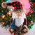 Christmas Nostalgic Santa Nutcracker – Red and Black Wooden Nutcracker Man with Buffalo Plaid Coat with Brown Fur Holding a Xmas Tree