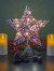 Christmas Rattan Tree Topper – Red and White Xmas Rustic Star LED Light Up Tree Topper Ornament Decoration