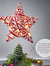 Christmas Rattan Tree Topper – Red and White Xmas Rustic Star LED Light Up Tree Topper Ornament Decoration