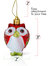 Glitter Christmas Owl Ornaments - Snowy Glitter White and Red Animal Owls Christmas Tree Ornament Decorations - 4 Birds