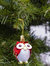 Glitter Christmas Owl Ornaments - Snowy Glitter White and Red Animal Owls Christmas Tree Ornament Decorations - 4 Birds