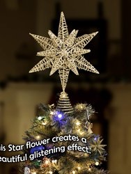 Gold Star Tree Topper Christmas Gold 3D Glitter Star Ornament Treetop Decoration for Large Tree