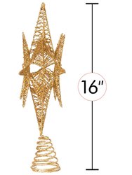 Gold Star Tree Topper Christmas Gold 3D Glitter Star Ornament Treetop Decoration for Large Tree