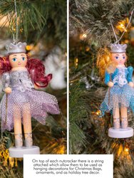 Nutcracker Hanging Ornament Figures – Fairy Ballet Dancers Glittered Christmas Mini Wooden Nutcrackers Xmas Tree Ornament Set – 4 Pieces