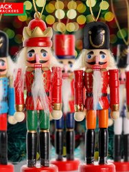 Nutcrackers Hanging Ornament Figures - Christmas Mini Wooden King and Soldier Nutcracker