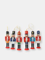 Nutcrackers Hanging Ornament Figures - Christmas Mini Wooden King and Soldier Nutcracker