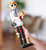 Ornativity Christmas Dog Mom Nutcracker – White and Black Wooden Nutcracker Woman with Dog on Leash and a Smartphone in Hand