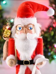 Ornativity Gift Santa Nutcracker –Nutcracker Santa in Traditional Attire with a Bag of Gold Wrapped Gifts Over His Shoulder and List of Names in Hand