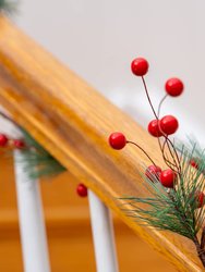 Pine and Berries Garland - Pine Needles and Berry Rustic Holiday Christmas Tree Natural Garland Decorations – 6 Ft