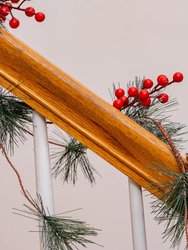 Pine and Berries Garland - Pine Needles, Pinecone and Berry Rustic Holiday Christmas Tree Natural Garland Decorations – 6 Ft