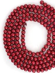Red Cranberry Wooden Garland - Rustic Red Wood Beaded Christmas Tree Decorations Garland Bead Strand