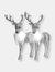 Silver Glitter Christmas Reindeer - Holiday Party Deer Figurine Statues Dinner Tabletop Decorations Centerpiece - Pack of 2