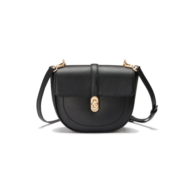 Mary Saddle Crossbody Bag - Black