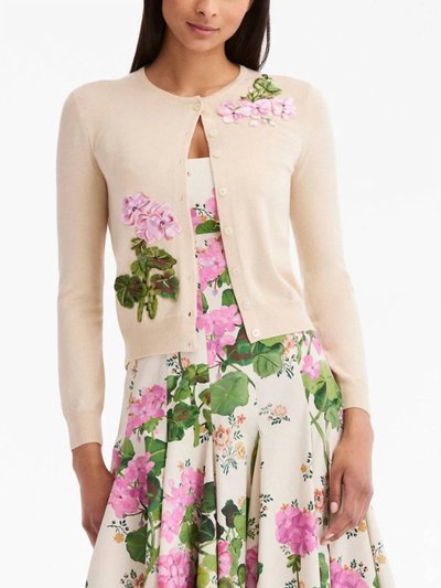 Oscar de la Renta Long Sleeve Geranium Embroidered Cardigan product