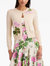 Long Sleeve Geranium Embroidered Cardigan - Beige