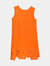 Oscar De La Renta Women's Burnt Orange Sleeveless Crewneck Cut Out Hem Dress